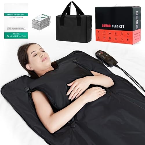 yamxun Sauna Blanket for Home: Portable Full Body Detox Wrap with Deep Heat Relaxation - Adjustable 86-176°F 20-60 Min Timer Waterproof Foldable Design 71 x 31.5 Inch