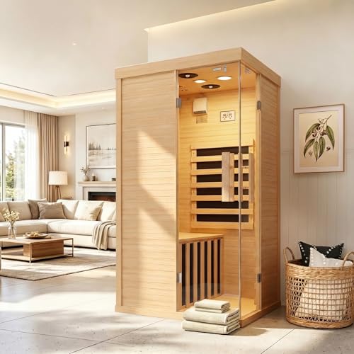 Aoxun Aoxun Infrared Sauna for Home, 1 Person Indoor Dry Sauna Room, H — Design and materials in detail
