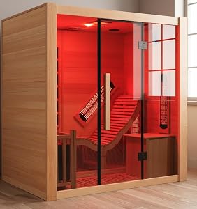 iDOTODO Far Infrared Wooden Sauna Room with Recliner, 1 Person Indoor Infrared Home Sauna,