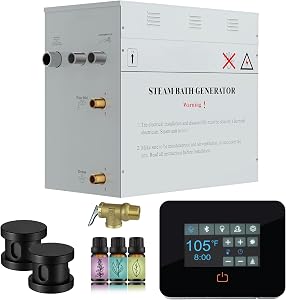 SaunaSpa Builders Series 10.5kW Steam Bath Generator with Quickstart Continuous Steam, Bla