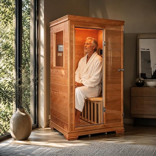 INFRADELUX Premium Infrared Sauna for Home, 1 Person Indoor Sauna, Low — Build quality and design details up close