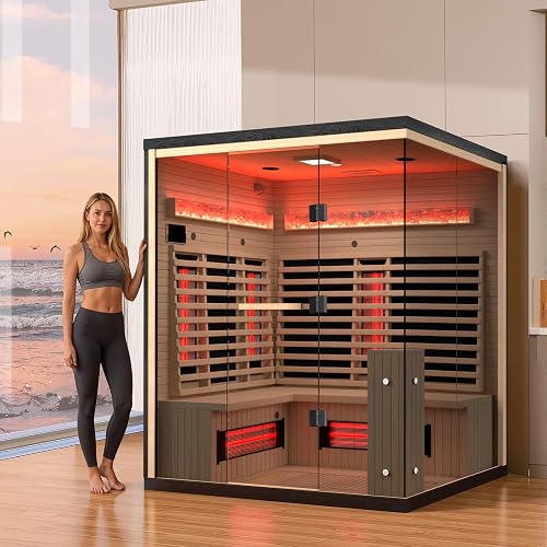 SWHSE 3-4 Person Infrared Sauna, Home Sauna with Himalayan Salt Panel — Real-world performance testing in action