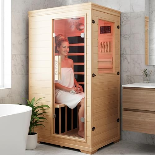 Far Infrared Sauna for 1 Person – 1050W with Bluetooth Speaker, Chromo — Our hands-on testing setup for sunlighten vs clearlight