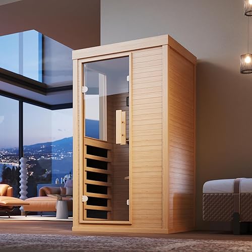 SunSwell Wood Infrared Sauna, 1 Person Traditional Home Sauna, Canadia — Build quality and design details up close