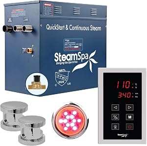 STEAMSPA 12kW Steam Sauna Generator Sentry Series 240V Steam Generator with Touch Screen,