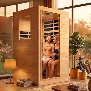 Luxury 2 Person Far Infrared Sauna, Indoor Canadian Hemlock Wood Dry Sauna Room for Home S