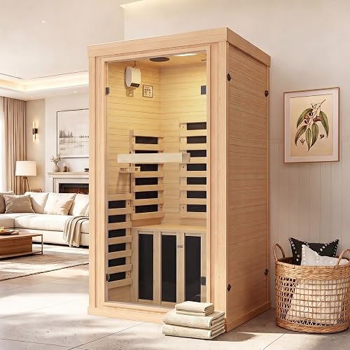 Aoxun Infrared Sauna for Home, 1 Person Indoor Dry Sauna Room, Hemlock — Our recommended configuration for best results