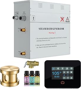 SaunaSpa Builders Series 7.5kW Steam Bath Generator with Quickstart Continuous Steam, Blac