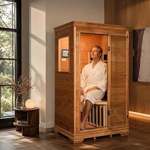 Far Infrared Sauna Room for 1 Person, Power 960W/120V with Elevated Base, 6 Heating Panels