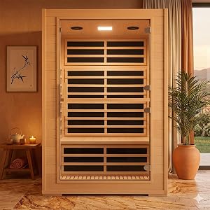 2 Person Far Infrared Sauna with Smart APP Control, Canadian Hemlock Wood Infrared Sauna R
