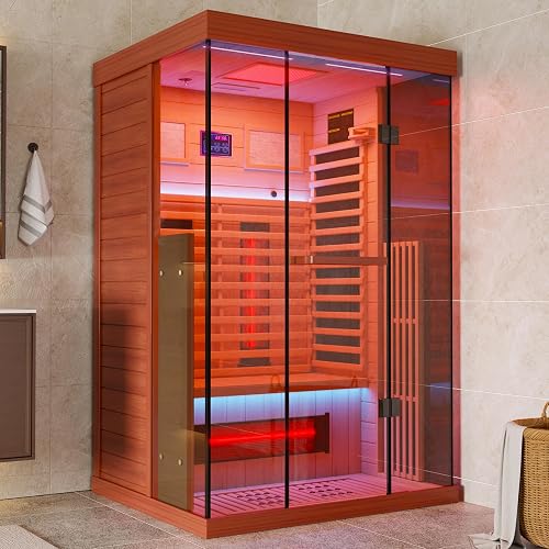 MEISSALIVVE Full Spectrum Infrared Sauna，1-2 Person Home Sauna，Red Ced — Our recommended configuration for best results
