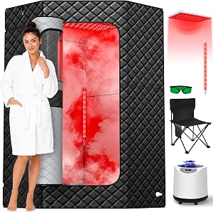 Portable Home Infrared Sauna Box, 2-Panel Red Light Steam Sauna Tent, Personal Full Body S