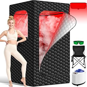 Portable Sauna for Home, Infrared Sauna, 160 LEDs 660nm and 850nm Large Red Light Sauna Bo